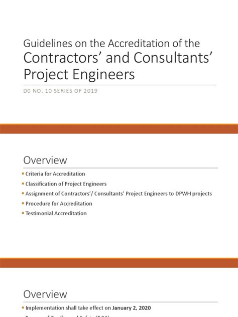 GUIDELINES ON THE ACCREDITATION OF PROJECT ENGINEERS .